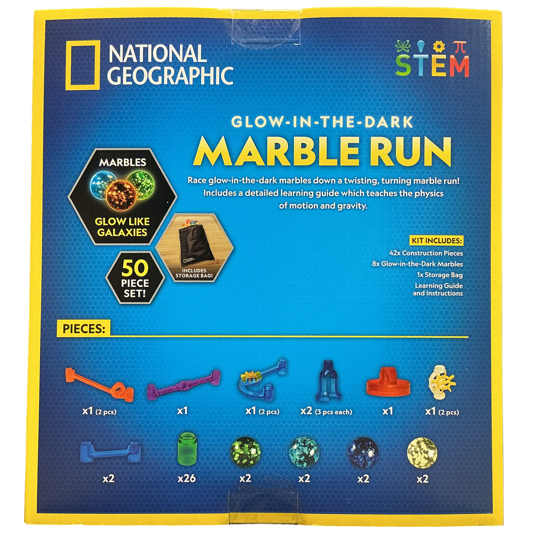 National Geographic Glow-in-the-Dark Marble Run 50 pc